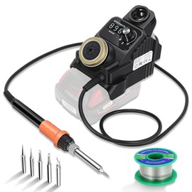 Cordless Soldering Iron Station Compatible with Milwaukee 18V Battery (Tool Only), Fast Heating Battery Powered Solder gun, Auto Sleep,Temperature Adjustable, with 5 Extra Iron Tips Lead-Free Solder