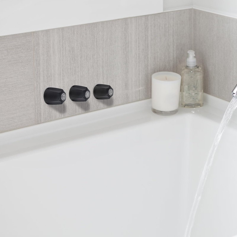 Tinoaly 3pcs Shower Knobs Replacement Kit, Matte Black Shower Knobs