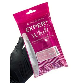 STALEKS PRO Expert 40 Disposable White Crescent Abrasives for Nail File Base (180 Grit, 30 Pcs) – Soft Foam Layer Abrasive Files for Natural & Artificial Nail Shaping (162x24mm)