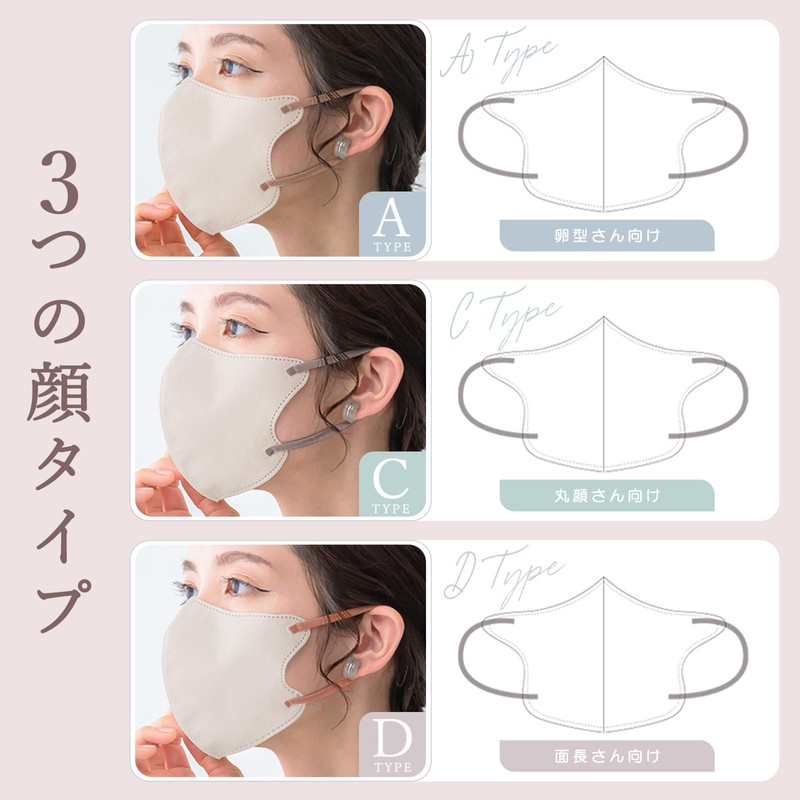 Bijouox ha-9 Non-Woven Mask, Bi-Color, 53 Pieces, 3D Mask, Small