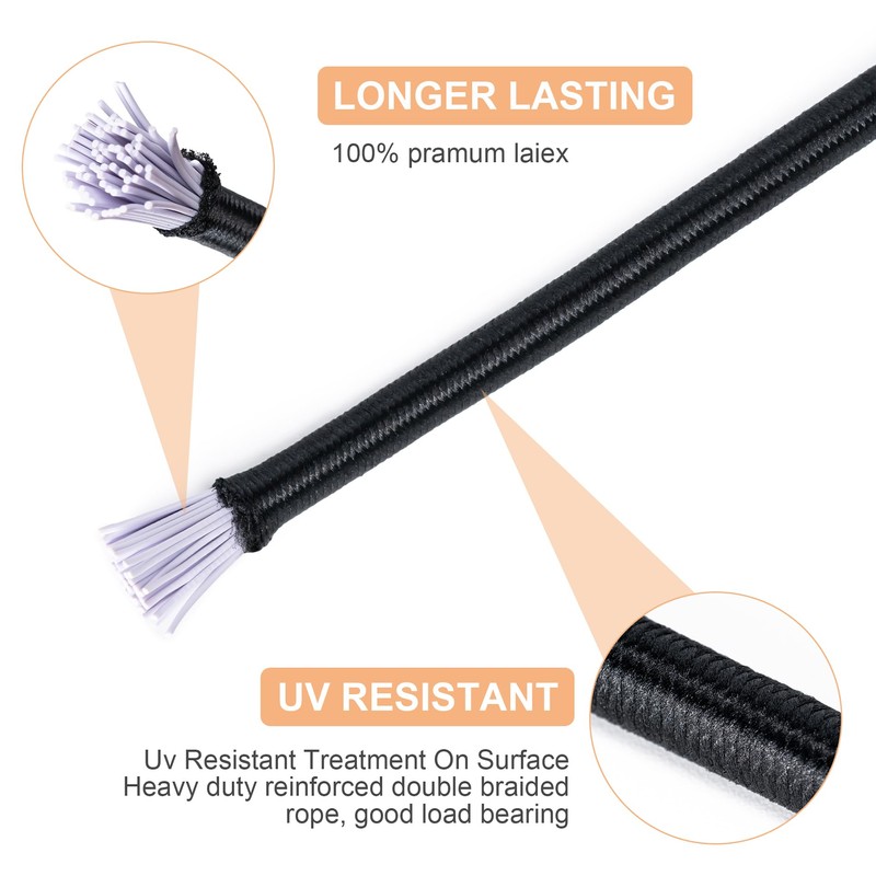 Aegero Elastic Bungee Cord, 1/8" x 50' Heavy Duty Bungie