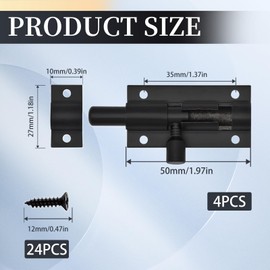 4 PCS Door Lock Bolts, 2 Inch Safety Sliding Lock Weatherproof Security Design Strong Stainless Steel Matte Heavy Black Duty Barrel Door Bolt Latch with Screws for Internal Door Shed Bathroom Toilet