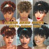 LEOSA Black Headband Wig with Bangs for Black Women Afro
