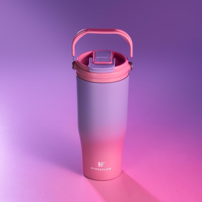 HYDRAFLOW 40 oz Travel Tumbler – Insulated, Stainless Steel, Leakproof,