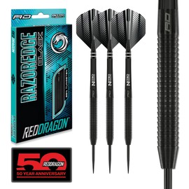 RED DRAGON Razor Edge Black 26g Tungsten Darts with Flights and Stems