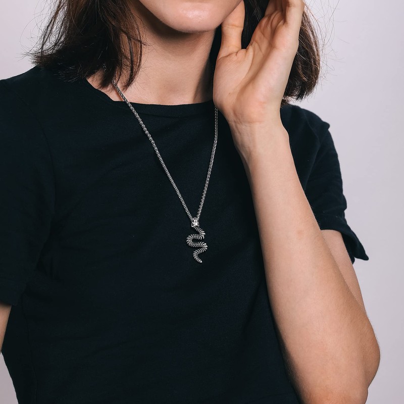 Richsteel Silver Snake Bone Necklaces for Women Men Stainless Steel