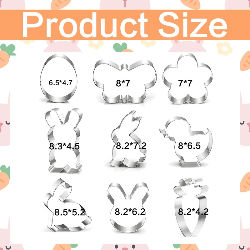 Easter Cookie Cutters, 9 PCS Stainless Steel Cookie Cutters -