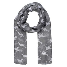 World of Shawls Horses Print Design Ladies Girls Scarves Shawl Wrap Maxi Sarong (Silver)