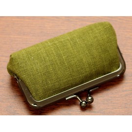 [Men's Company] Gamaguchi Small Coin Purse Mini Size Japanese Modern Kyoto Japanese Pattern Made in Japan Cotton, green