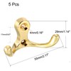 TA-VIGOR 5Pcs Double Prong Robe Hooks, Wall Mounted Heavy Duty