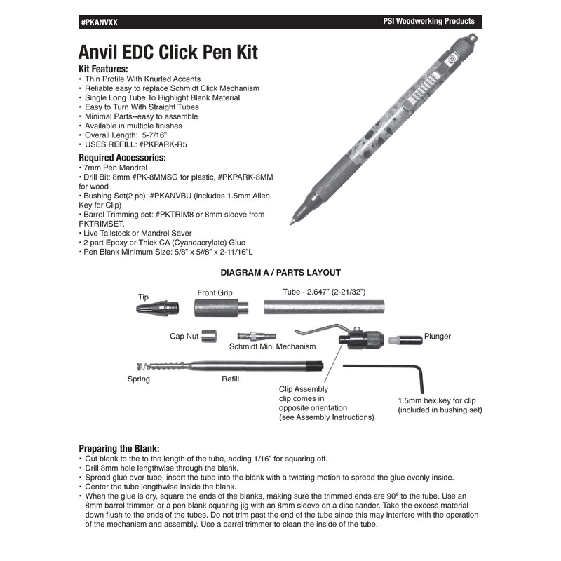 Penn State Industries PKANVBR Anvil EDC Click Ballpoint Pen Kit
