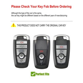 YONUFI for Ford Key Fob Cover Leather Key Case Holder Keychain Compatible with Bronco F150 Explorer Mustang Escape Mach E F250 Truck King Ranch Expedition Accessories -Black