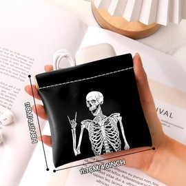 2 monederos pequeños para apretar, de piel sintética, bolsa de cambio, bonita estética, para mujeres, niñas y hombres, I15-Skull, Lindo