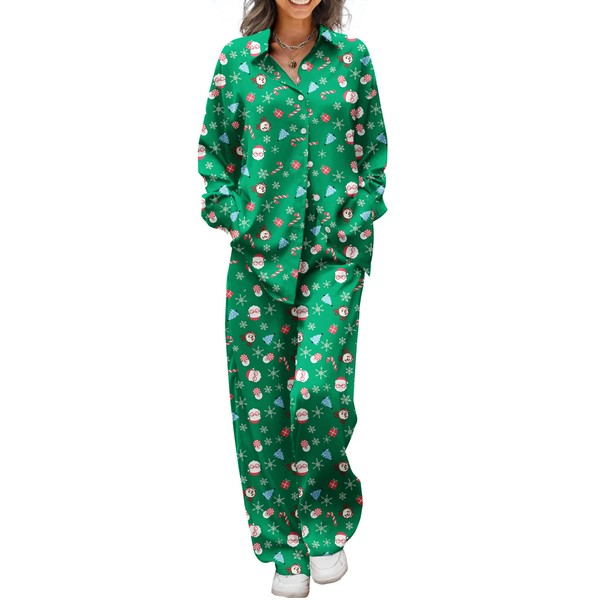 Ekouaer Womens 2 Piece Silk Satin Pajama Set Long Sleeve