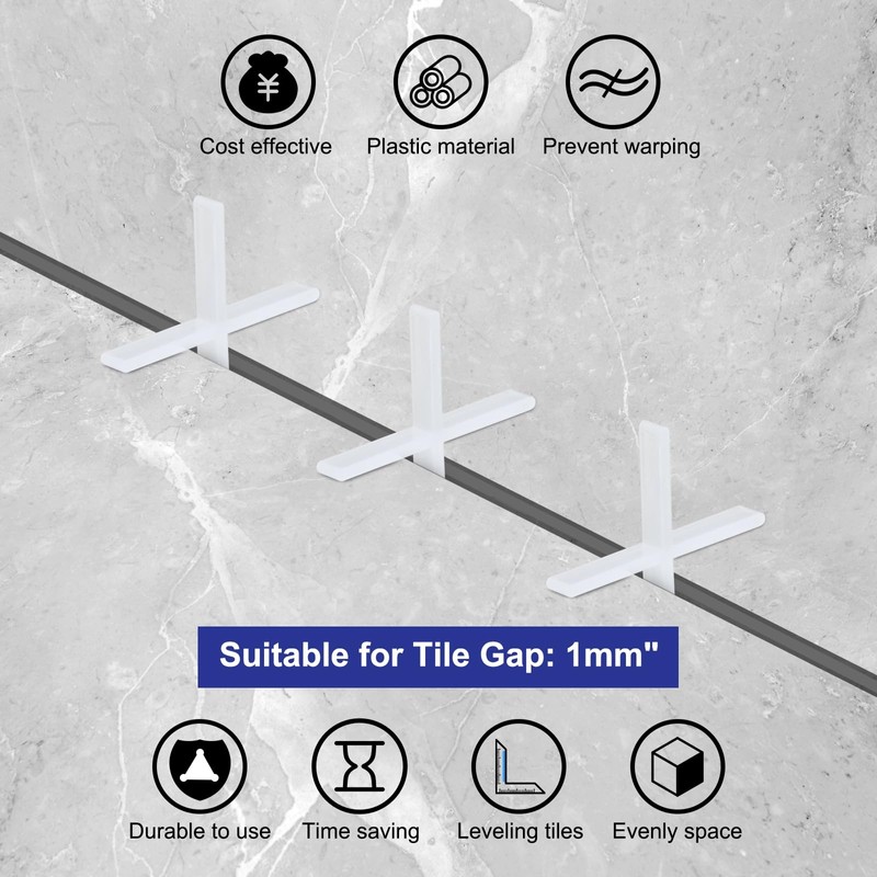 uxcell 300Pcs Tile Spacers 1mm 3/64" Wall Floor Tile Plastic