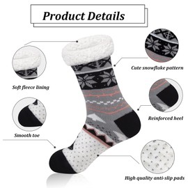 Cuddly Socks Women's Hut Socks Women's Warm Socks Fluffy Socks Stopper Socks Winter Socks Non-Slip Casual Socks Gifts Christmas, black
