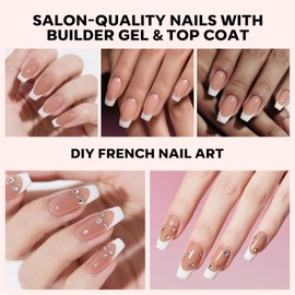 modelones French Tip Press on Nails, 150Pcs Long Square Fake Nails with Nail Box, Deep Nude Gel Nail Tips for Women, Soft Glue-On Nails for Natural Salon Look, DIY Nail Art Kit (15 Sizes)