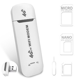 KUWUNG Portable Wifi USB Plug, Pocket Router 4G LTE Dongle Sim Modem, Wireless Router with SIM Card Slot Support, Portable Travel Hotspot Support LTE With SIM Card Slot and Pin