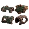 QEXUJOW Aquarium Decor Themed Ornaments, Four Hollow Wooden Tree Trunks,