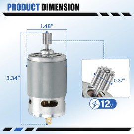 12 Volt Motor for Peg Perego Kids Ride On Car, 12V Gearbox Motor Drive Engine Accessory Replacement for Peg-Perego Ground Force Truck Dual Force Tractor Power Loader Power Pull