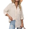 Zeagoo Camp Shirts for Women Cotton Summer Long Sleeve Linen