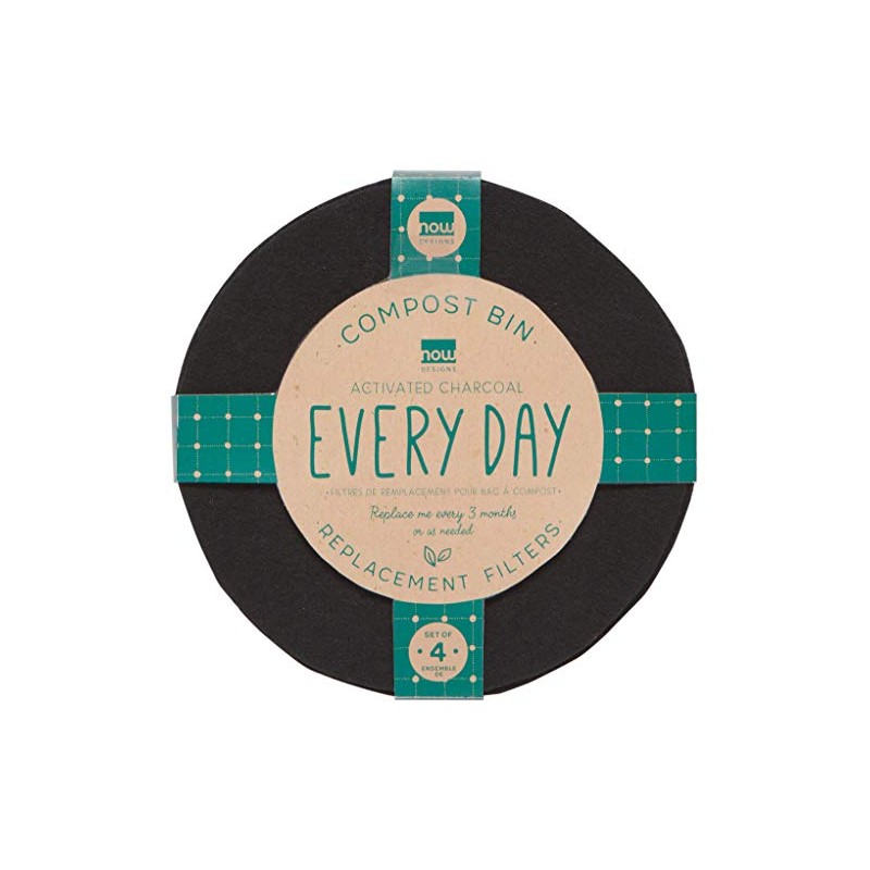 Now Designs 5201001aa Filters Set of 4 Compost Bin, Black