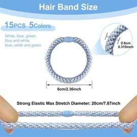 Sularpek 15 Stück Blau Haargummis Damen, Scrunchies, Elastisch Hair Ties, Ohne Metall Geflochten Haargummi Armband für Damen für Dünnes Dickes Mittleres Langes Haar für Alltag, Reisen, Sport
