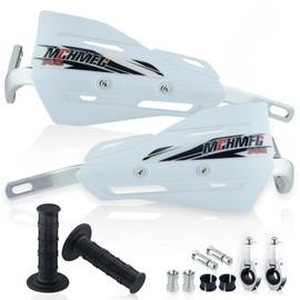 MCHMFG Dirt Bike Handguards with Grips - 7/8" and 1 1/8" Motorcycle Hand Guards for ATV - Universal Handguards Bracket for Off Road Motorcross White