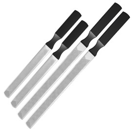 Kifmurase 4 Pcs Professional Stainless Steel Long Nail File, Double Sided Heavy Duty Toenail Filer with Anti-Slip Handle for Thick Nails, Metal Toenails Files for Natural Finger Toe Nail Care