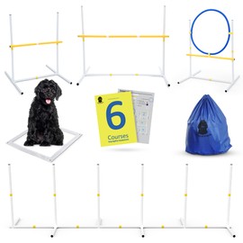 Dog Agility Course Backyard Set: Create 6 Sturdy Dog Agility Courses with our Dog Agility Equipment, Including Weave Poles, Ring Jumps and Hurdles for Dog Agility Training and Dog Exercise Equipment