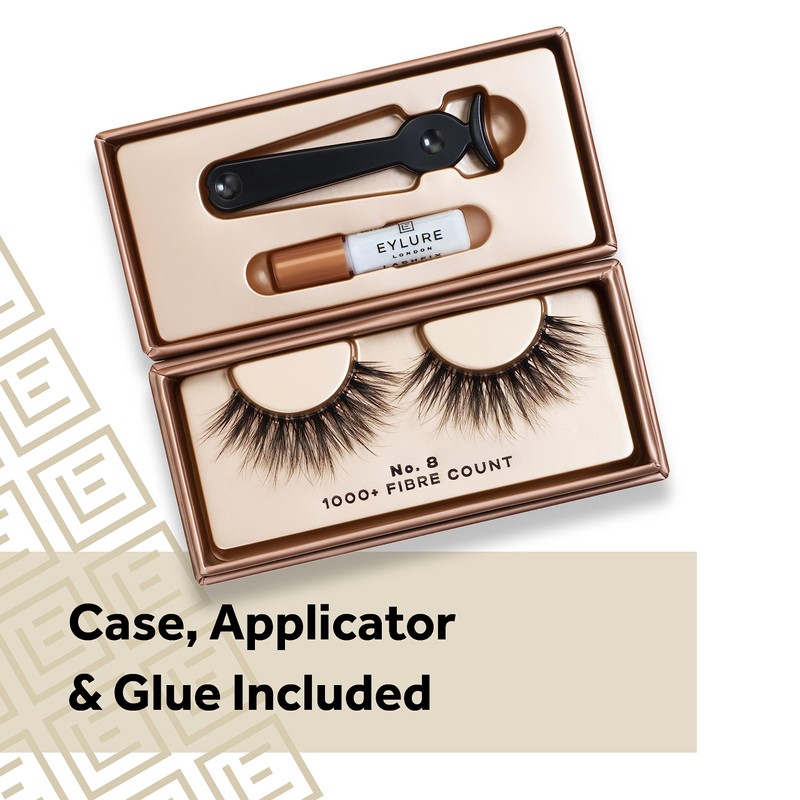 Eylure False Lashes, Luxe Cashmere No. 8 with Adhesive Included,