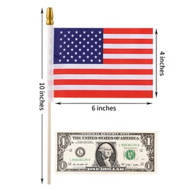 BlissfulTie 300pcs Small American Flags on Stick, Handheld 4 x 6 Inchs Mini American Flags with Kid-Safe Golden Spear Top, US Flags for 4th of July Decorations Outdoor, Independence Day Decorations