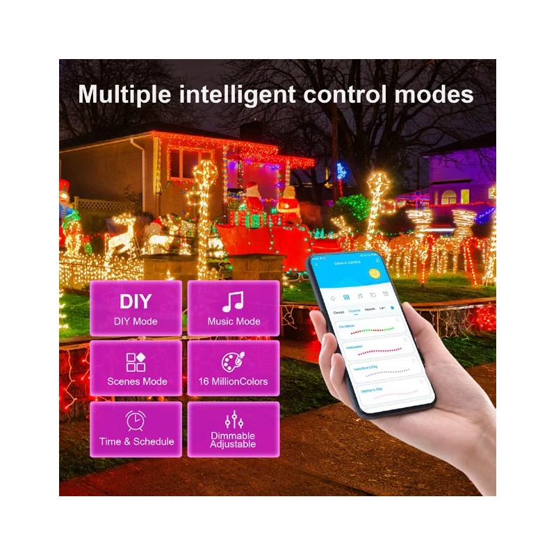 15M/Roll Energy-Saving for Fairy Lights Remote App Control Dimmable White
