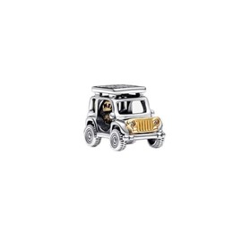 Two-tone Adventure Car Charm Sterling Silver Charm Bead 925 Sterling Silver Beads fit European Charms Bracelet & Necklace, One size, Silver, No Gemstone