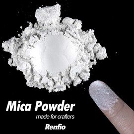 Renfio Mica Powder Pigment 3.5 Oz (100g) Natural Fine Powdered Pigments Pearl Shimmer Epoxy Resin Dye for Painting Soap Making Slime Bath Bombs - Pearl White