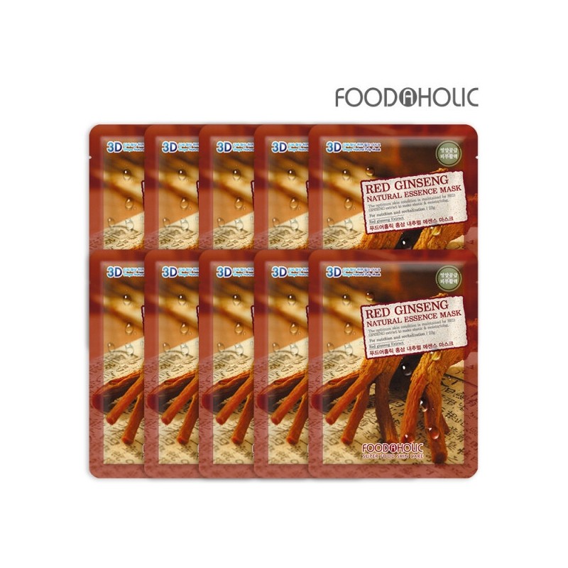 Foodaholic 3D Red Ginseng Natural Essence Mask Pack (10 sheets)