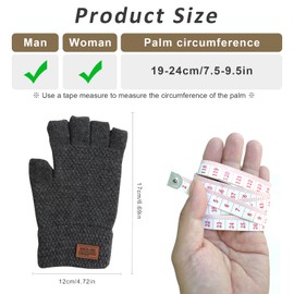Yuqilin Gloves Fingerless, Winter Warm Knitted Gloves for Women Outdoor Men Women Outdoor Camping Hiking Running Cycling Driving (Dark Grey)