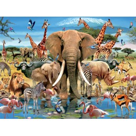AveJoys Jigsaw Puzzles for Adults 1000 Piece Kilimanjaro 27.56 x 19.69 Inch Elephant Puzzles for Adults Educational Challenge 1000 Pieces Rhinoceros Zebra Giraffe Lion Puzzles