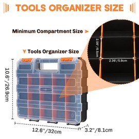 weyleity Small Parts Organizer | Storage Case Tools Box Organizer 34-Compartments Double Side Organizer Box with Removable Dividers for Small Hardware, Screws, Bolts, Nuts, Nails, Beads, Jewelry (2)