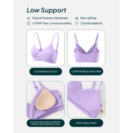 PAVOI ACTIVE Cross-Over Sports Bra for Women - Low Support Adjustable Cami Straps Cross Front Workout Yoga Bras - FlexFlow - Medium, Lilac