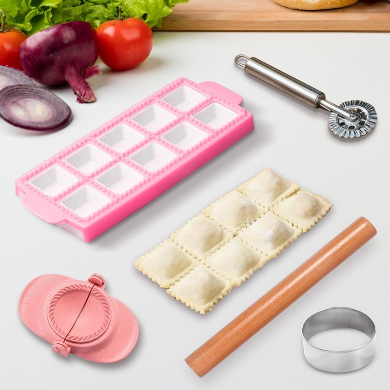 UgyDuky 5 Pcs Ravioli Mold Set Include Square Ravioli Maker