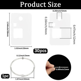 GORGECRAFT 30Pcs Clear Embroidery Floss Bobbins Acrylic Cross Stitch Thread Slim Winding Boards Chips Card 1.5x1 Inch Rectangle Floss Drops Organizer Holder with Ring for Craft DIY Sewing Storage