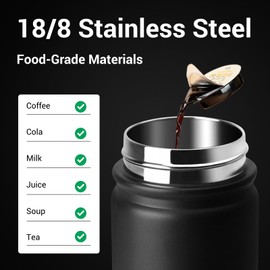 BuildLife 720ML Insulated Water Bottle with Straw,Leak Proof Double Walled Stainless Steel Metal Sports Water Bottles, BPA Free,Dishwasher Safe,Drinking Bottle for Travel,School,Gym (Black)