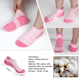 Womens Socks 6 Pairs Running Low Cut Cotton Socks for Women Cushioned Breathable Casual Ladies Ankle Athletic Sport Socks