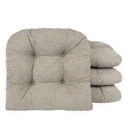 Klear Vu Gripper Overstuffed Universal Non-Slip Dining Chair Cushions for Kitchen Decor or Office Use, U-Shaped Skid-Proof Seat Pad, 15x15 Inches, 4 Count (Pack of 1), Waffle Graystone