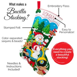 Bucilla Felt Applique 18" Stocking Making Kit, Best Friends, Perfect for DIY Arts and Crafts, 89333E