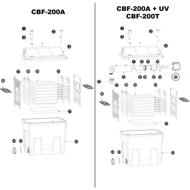 SunSun Replacement UV Connection Unit for Bio Pond Filter CBF-200T