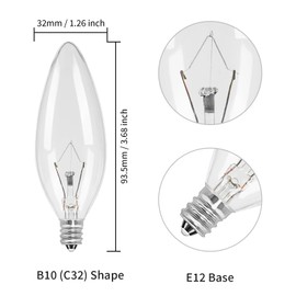 COLWATT 20-Pack E12 Candle Light Bulbs 25W Warm White 2500K, 240 Lumen Dimmable Chandelier Light Bulbs for Ceiling Fan, Pendants or Outdoor, B10 Clear Candelabra Base Bulbs