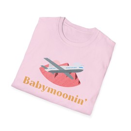 Babymoonin' T-Shirt for Expecting Moms & Dads, Funny Matching Couple Pregnancy Vacation Tee for Beach Cruise Getaway Gift 13 Light Pink