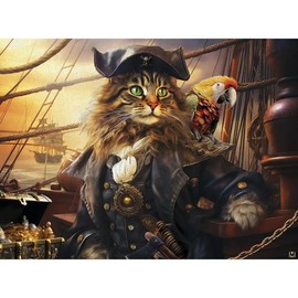 Bits and Pieces - 500 Piece Jigsaw Puzzle for Adults - 18" x 24" - Captain Jackity - 500 pc Funny Pirate Cat Jigsaw by Michael David Ward